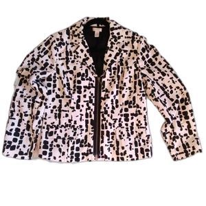 Chico's Animal Print Black and White Zippered Jacket - Womens 8, Chico's 1